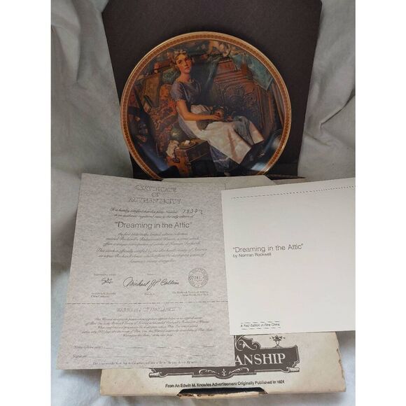 Norman Rockwell "Dreaming In The Attic" #7938Y Bradford Collectible Plate - Picture 2 of 7